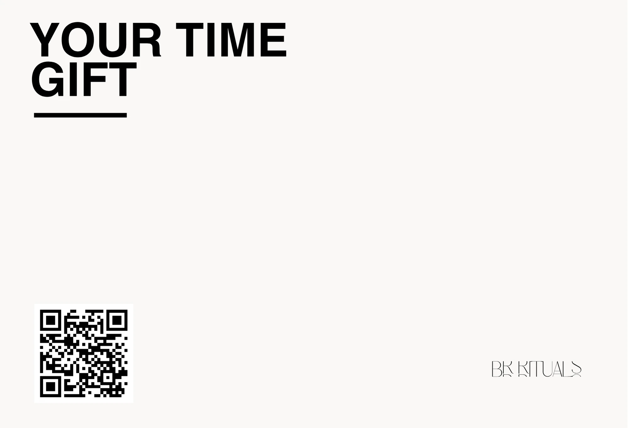 Fronte della BR Christmas Gift: Your Time Gift, con QR code e firma BR Rituals